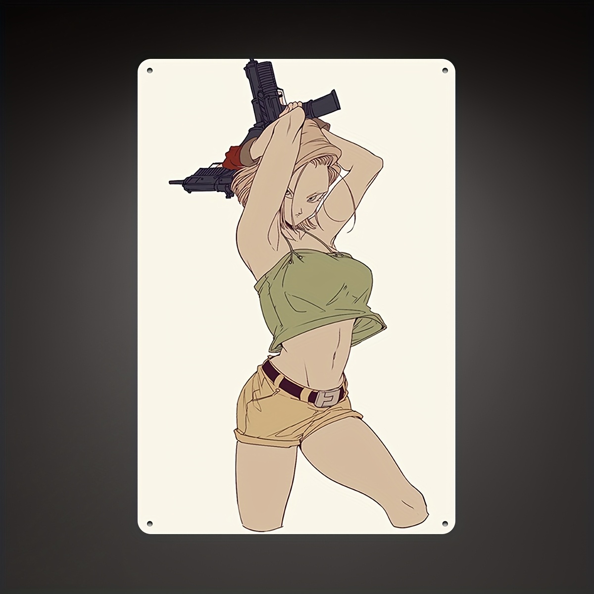 Home Bar Android - Android 18 Anime-Mädchen Metall-Wandkunst-Schild - Lebendige