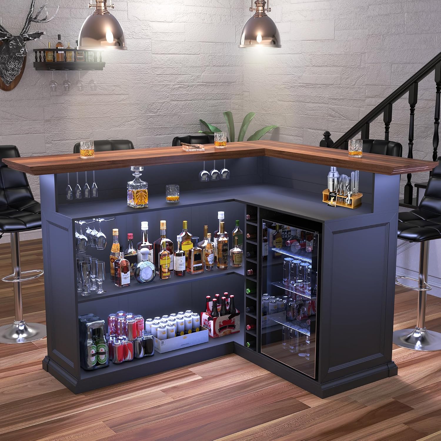 L-förmiger Hausbarschrank mit  – Home Bar Lounge Bewertung und Preis