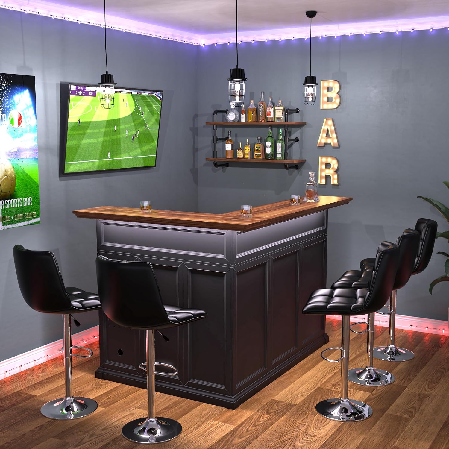 L-förmiger Hausbarschrank mit  – Home Bar Lounge Bewertung und Preis