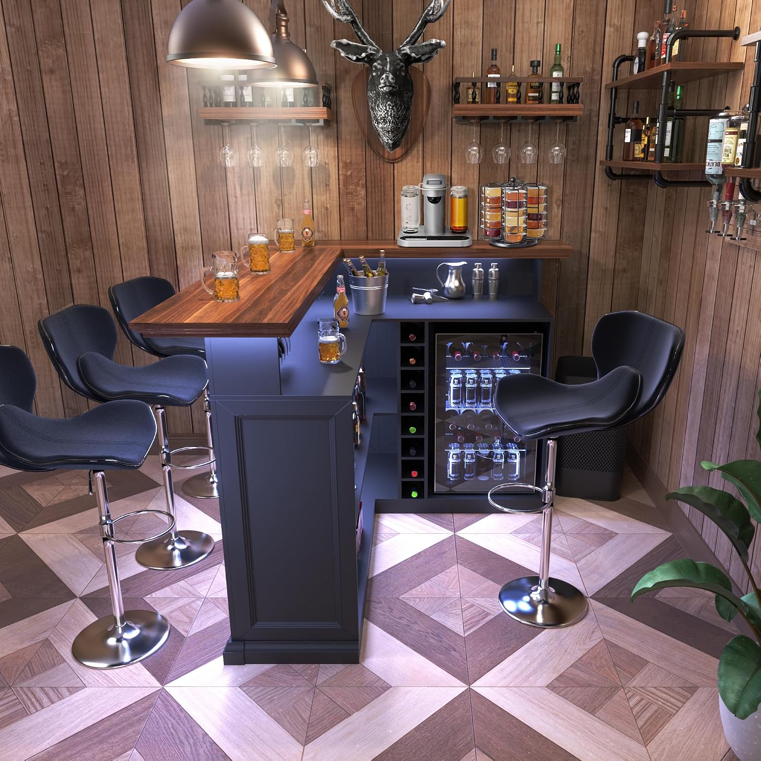 L-förmiger Hausbarschrank mit  – Home Bar Lounge Bewertung und Preis